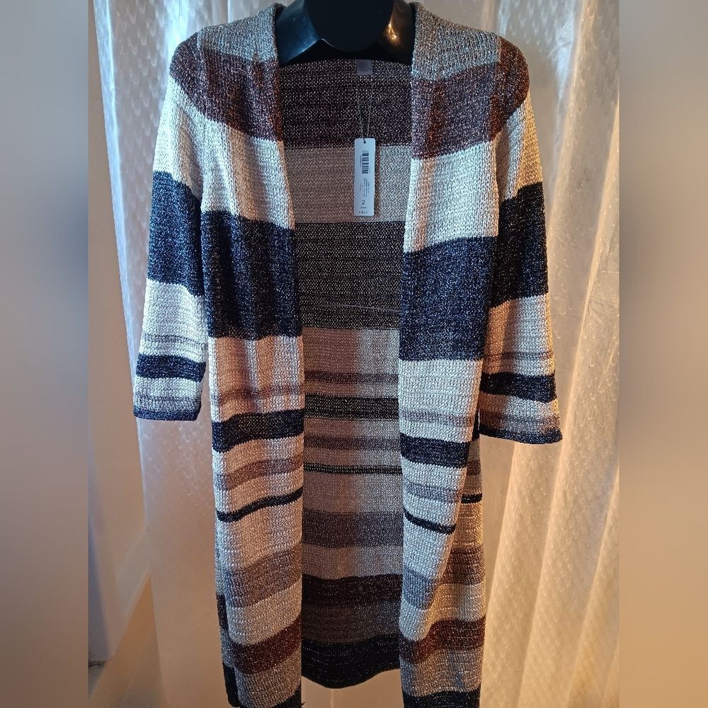 NWT Chico's Georgia Metallic Shine Cardigan Size 2